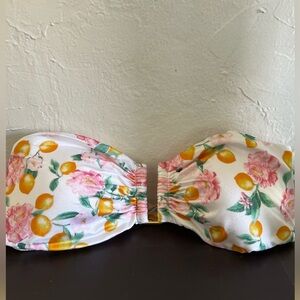 Victoria's Secret White Floral Bandeau Bikini Top with Pink & Yellow Accents